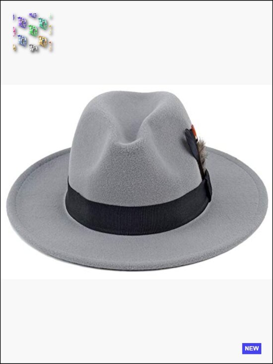 Classic Wide Brim Fedora Hat Dress Panama Felt Unisex Adjustable Feathers main image 4